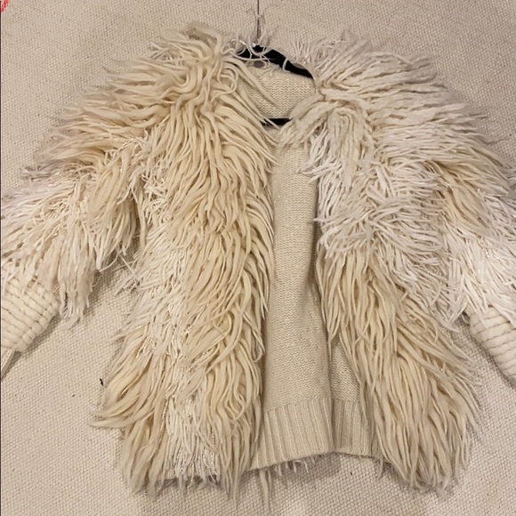 Adam Lippes Wool Shag Cardigan Jacket in Cream fits like a Med - Picture 4 of 14